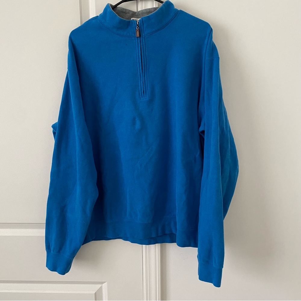 Peter Millar Sweater Mens XL Blue Long Sleeve Mock Neck Adult  1/4 Zip Pullover